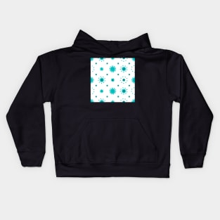 Suns and Dots Medium Dark Cyan on White Repeat 5748 Kids Hoodie